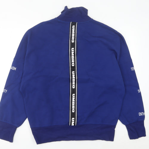 Umbro Womens Blue Sweatshirt Size 10 High Neck Pullover Sportswear