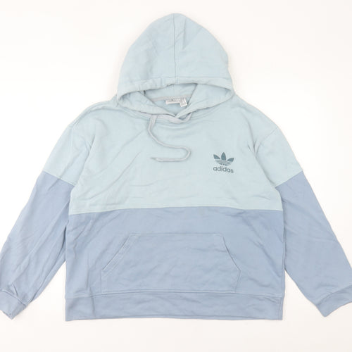 Adidas Womens Blue Pullover Hoodie Sweatshirt Size M Logo Design