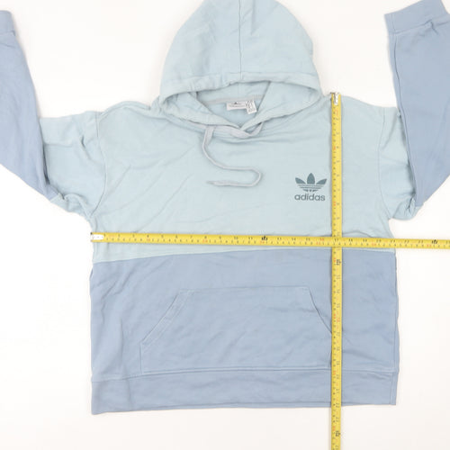 Adidas Womens Blue Pullover Hoodie Sweatshirt Size M Logo Design