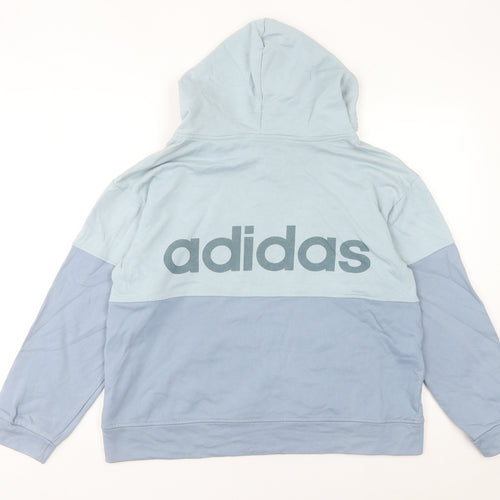 Adidas Womens Blue Pullover Hoodie Sweatshirt Size M Logo Design