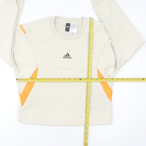 Adidas Womens Ivory Sweatshirt Size 8 Pullover Crew Neck Sports Top