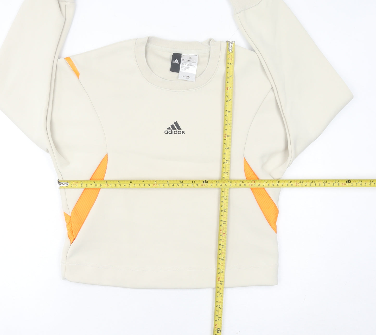 Adidas Womens Ivory Sweatshirt Size 8 Pullover Crew Neck Sports Top