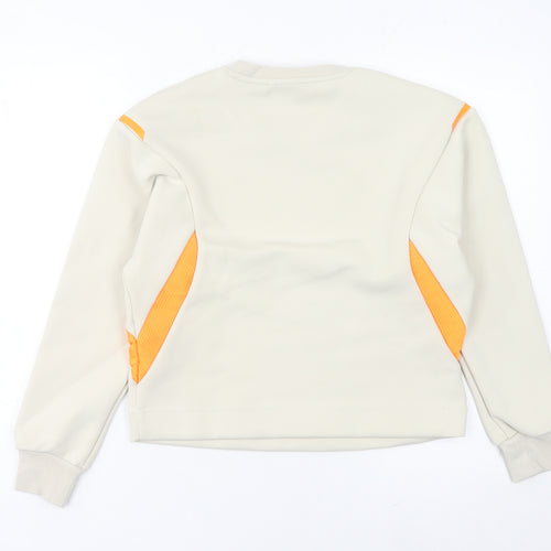 Adidas Womens Ivory Sweatshirt Size 8 Pullover Crew Neck Sports Top