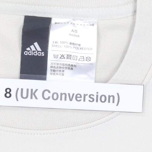 Adidas Womens Ivory Sweatshirt Size 8 Pullover Crew Neck Sports Top