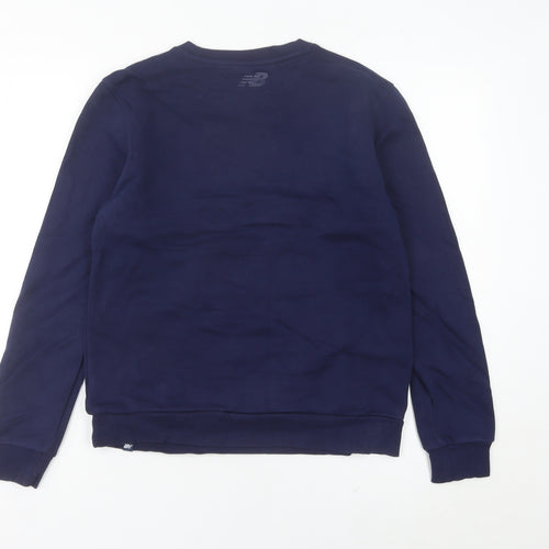New Balance Women's Blue Logo Sweatshirt UK 8 Pullover Crew Neck