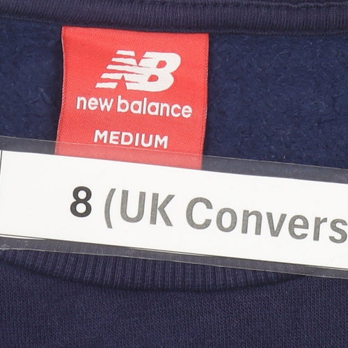 New Balance Women's Blue Logo Sweatshirt UK 8 Pullover Crew Neck