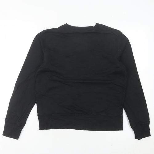 Nike Womens Black Sweatshirt Size 8 UK Crew Neck Logo Cotton