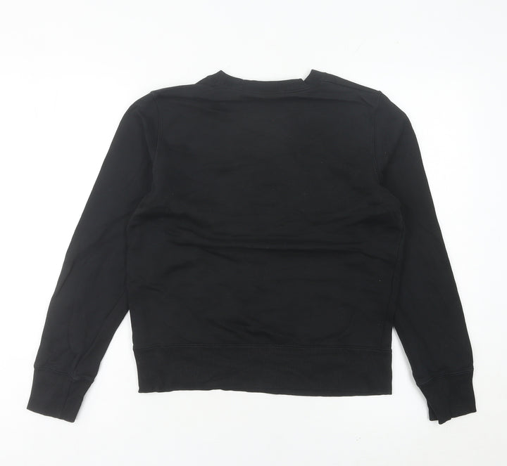 Nike Womens Black Sweatshirt Size 8 UK Crew Neck Logo Cotton