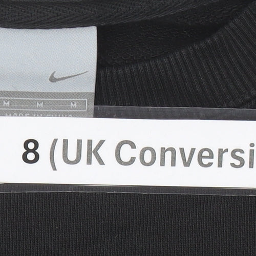 Nike Womens Black Sweatshirt Size 8 UK Crew Neck Logo Cotton