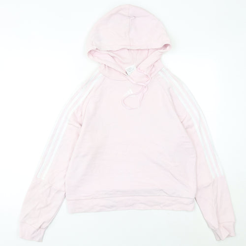 Adidas Womens Pink Pullover Hoodie Size 8 UK Cotton Blend