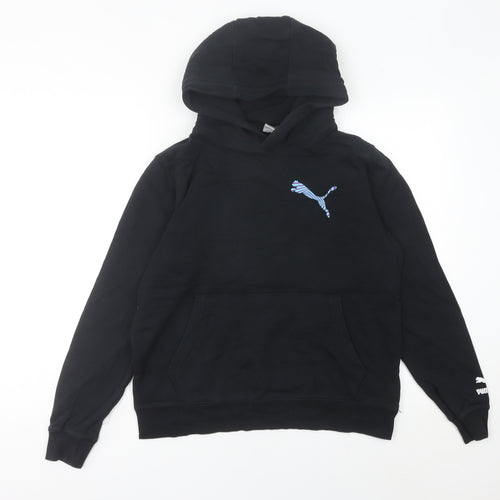 Puma Womens Black Hoodie UK 6 Graphic Print Pullover Sweatshirt