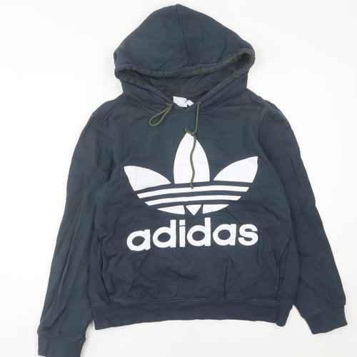 Adidas Women’s Blue Hoodie UK 8 Trefoil Logo Pullover Sweatshirt