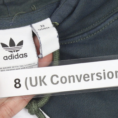 Adidas Women’s Blue Hoodie UK 8 Trefoil Logo Pullover Sweatshirt