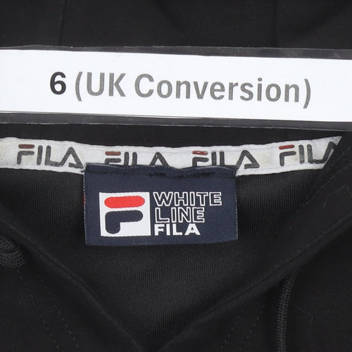 FILA Womens Black Pullover Hoodie Size 6 Regular Fit Logo Sportswear