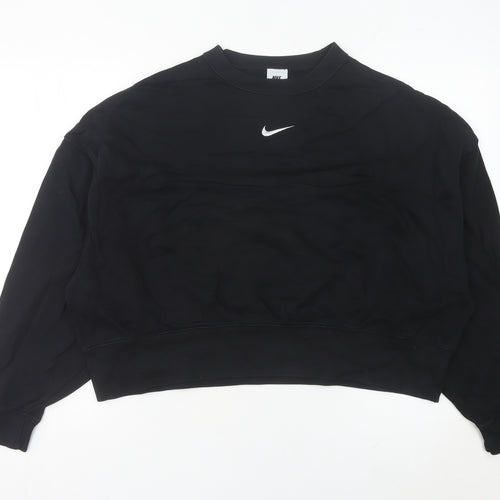 Nike Women’s Black Sweatshirt UK 8 Crew Neck Long Sleeve Cotton Blend