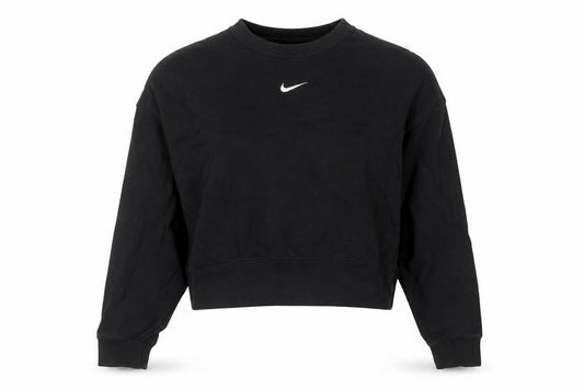 Front view of Nike Women’s Black Sweatshirt UK 8 Crew Neck Long Sleeve Cotton Blend