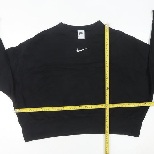 Nike Women’s Black Sweatshirt UK 8 Crew Neck Long Sleeve Cotton Blend