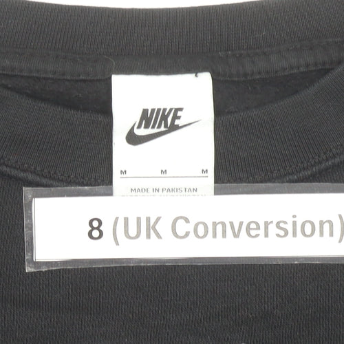 Nike Women’s Black Sweatshirt UK 8 Crew Neck Long Sleeve Cotton Blend