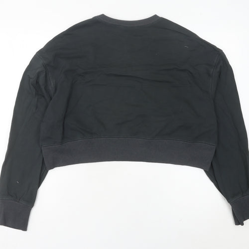 Nike Womens Black Cropped Sweatshirt UK 8 Cotton Logo Jumper
