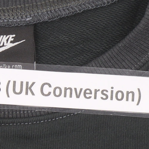 Nike Womens Black Cropped Sweatshirt UK 8 Cotton Logo Jumper