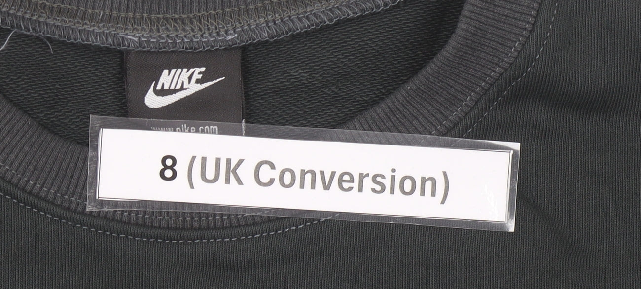 Nike Womens Black Cropped Sweatshirt UK 8 Cotton Logo Jumper