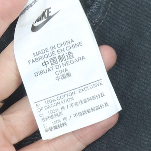 Nike Womens Black Cropped Sweatshirt UK 8 Cotton Logo Jumper