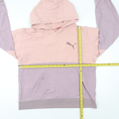 Puma Womens Pink Purple Colourblock Pullover Hoodie Size 10