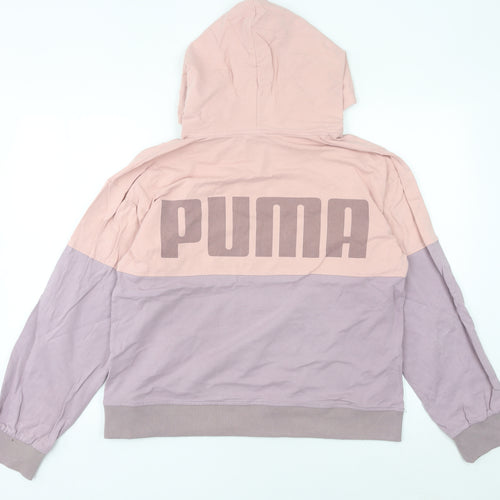 Puma Womens Pink Purple Colourblock Pullover Hoodie Size 10