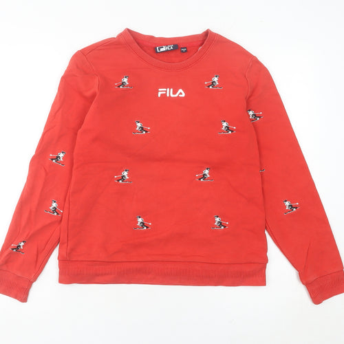 Fila Womens Red Ski Graphic Sweatshirt Size 8 UK Regular Fit