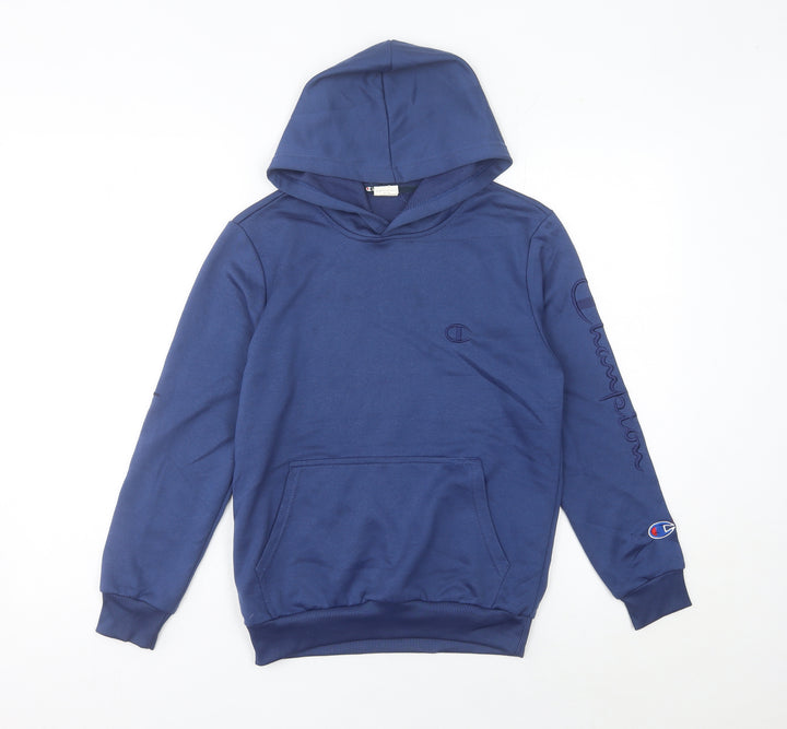 Champion Womens Blue Pullover Hoodie Size 8 UK Logo Sportswear