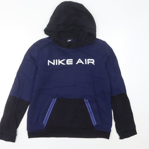 Nike Air Women’s Blue Black Hoodie Size 6 UK Cotton Blend