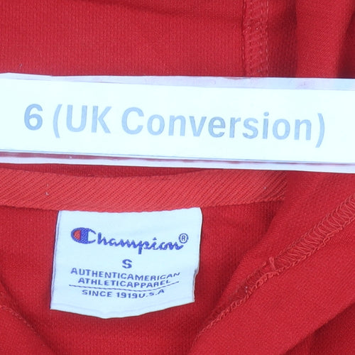 Champion Women’s Red Hoodie Pullover UK 6 Small Logo Sportswear