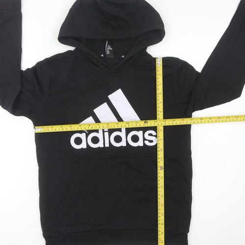 Adidas Womens Black Pullover Hoodie Size 2 Logo Print Sweatshirt