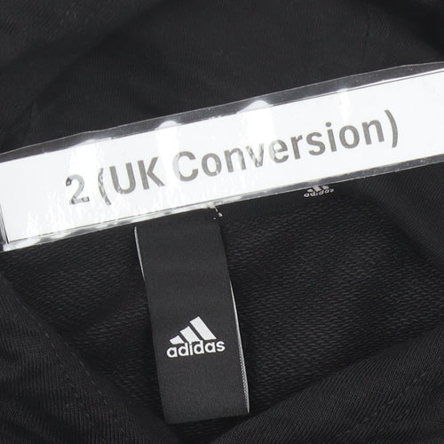 Adidas Womens Black Pullover Hoodie Size 2 Logo Print Sweatshirt