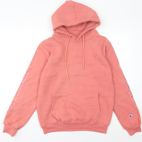 Champion Womens Pink Hoodie Size 10 UK Pullover Logo Sweatshirt