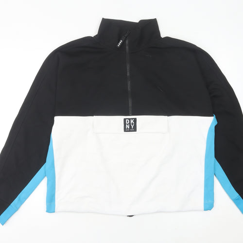 DKNY Sport Women's Black White Blue 1/2 Zip Sweatshirt Size L
