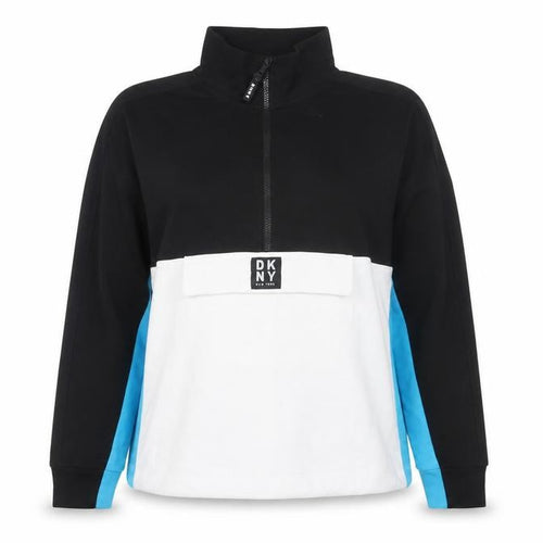 DKNY Sport Women's Black White Blue 1/2 Zip Sweatshirt Size L