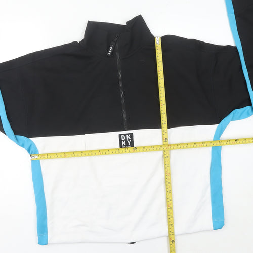 DKNY Sport Women's Black White Blue 1/2 Zip Sweatshirt Size L