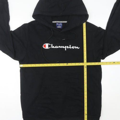 Champion Womens Black Hoodie UK 12 Pullover Logo Sweatshirt
