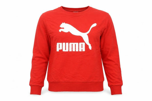 Front view of Puma Women’s Red Sweatshirt, size UK 10, Logo jumper