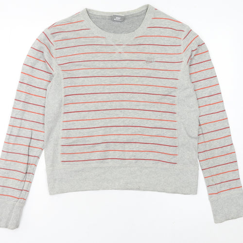 Nike Womens Grey Striped Sweatshirt UK 10 Crew Neck Long Sleeve