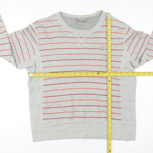 Nike Womens Grey Striped Sweatshirt UK 10 Crew Neck Long Sleeve