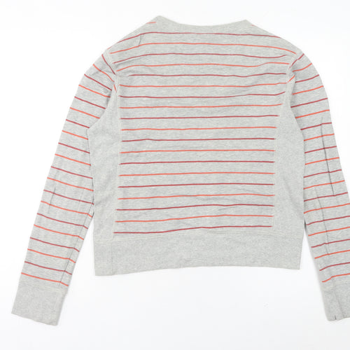 Nike Womens Grey Striped Sweatshirt UK 10 Crew Neck Long Sleeve