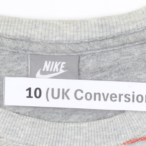 Nike Womens Grey Striped Sweatshirt UK 10 Crew Neck Long Sleeve