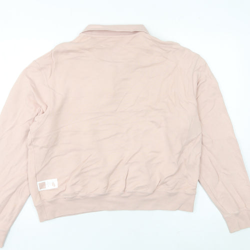 Nike Womens Pink Collared Sweatshirt Size 12 Cotton Oversized Fit