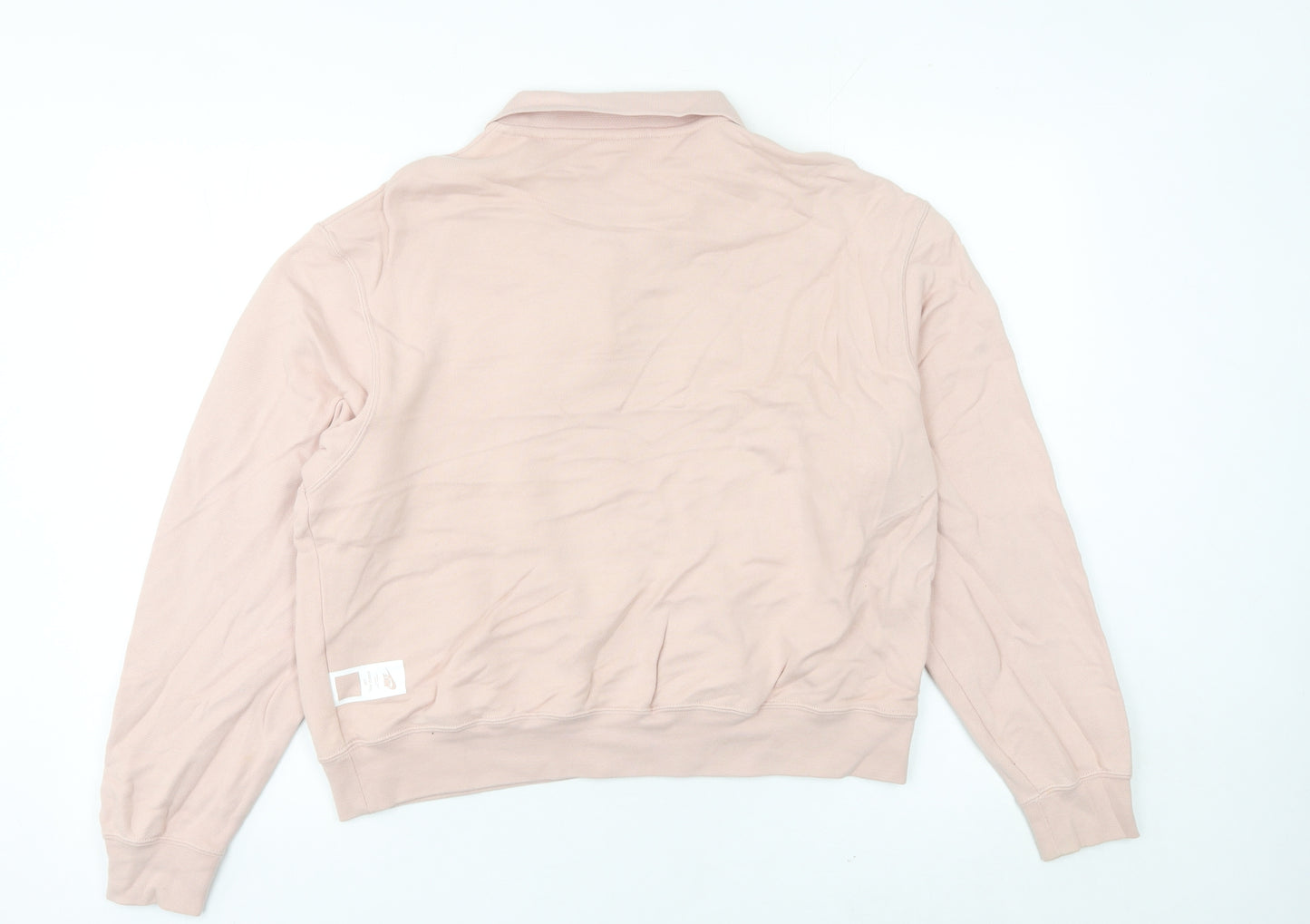Nike Womens Pink Collared Sweatshirt Size 12 Cotton Oversized Fit