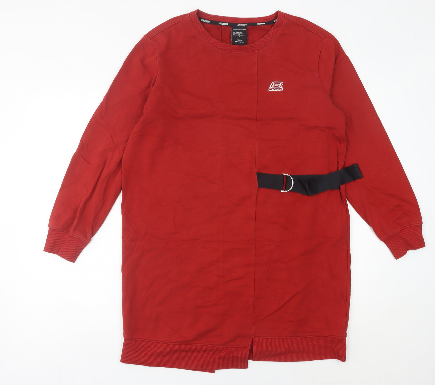 Skechers Women’s Red Long Sleeve T-Shirt Dress Size 8 Belted Casual