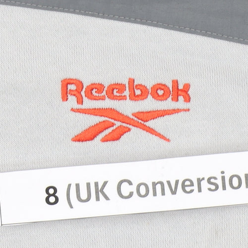 Reebok Women’s Grey Hooded Sweatshirt UK 8 1/2 Zip Logo Pullover
