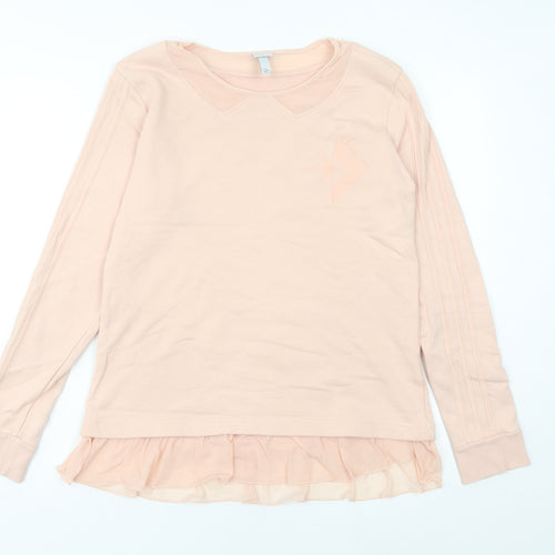 Adidas Women’s Pink Sweatshirt UK 12 Ruffle Hem Long Sleeve Pullover