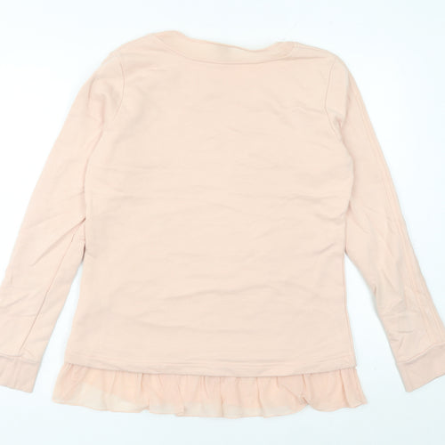 Adidas Women’s Pink Sweatshirt UK 12 Ruffle Hem Long Sleeve Pullover